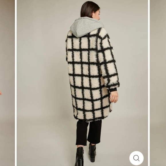 NWOT Little Mountain Vancouver geo sherpa hooded midi coat Cordova 9019 - Picture 4 of 8